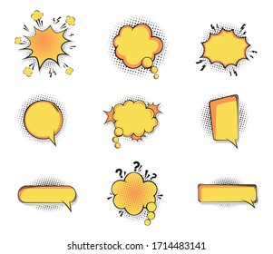 Set of pop art bubbles isolated on white. Color. Vector illustration.