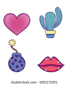 Set of pop art cartoons