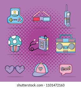 Set of pop art cartoons