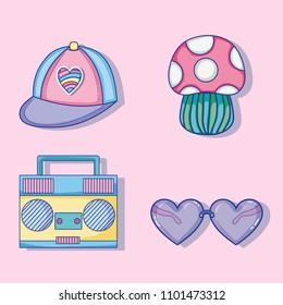 Set of pop art cartoons