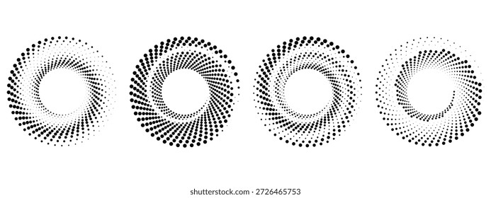 Conjunto de círculos de medio tono de arte pop. Patrón de puntos de Formas en estilo pop art. Abstractas textura moderna con estilo. Patrón geométrico de Ilustración vectorial. Elementos de diseño redondos para su contenido.