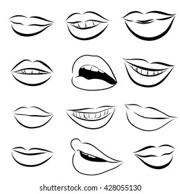 Set Pop Art Lips On White Stock Vector (Royalty Free) 428055130 ...