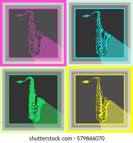 set of pop art saxophones