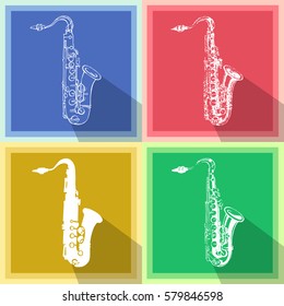 set of pop art saxophones