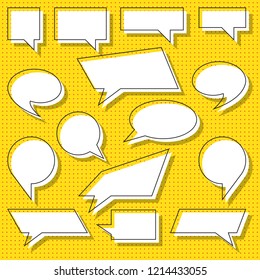 Set of pop art Speech Bubbles. Vector illustration. Collection of retro comic speech bubbles