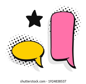 Conjunto de burbujas de discursos de arte pop sin texto. Colección vectorial de cuadros con estilo de dibujos animados. Ilustración cómica sobre fondo blanco
