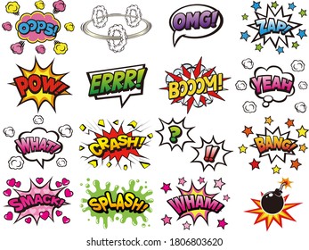 Set of pop art style comic speech bubbles