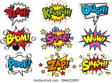 Set of pop art style comic speech bubbles