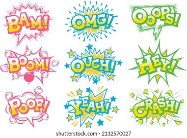 Set of pop art style comic speech bubbles