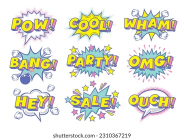 Set of pop art style comic speech bubbles