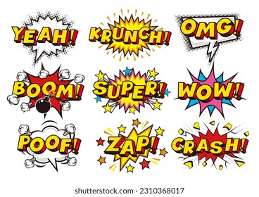 Set of pop art style comic speech bubbles