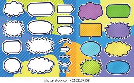 A set of pop and colorful speech bubbles