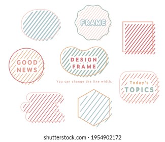 Set of pop and cute diagonal frame backgrounds