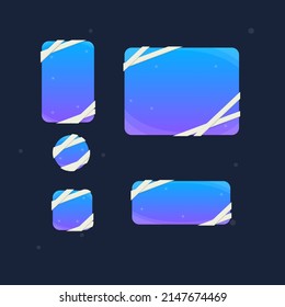 Set Of Pop Up Windows Buttons  Banners Bandage Blue Purple Cute Cartoon  Colorful Game UI Vector Design