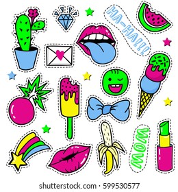 Set Popart Stickers Badges Pins Vector Stock Vector (Royalty Free ...