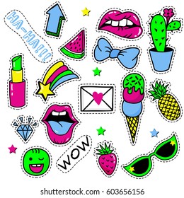 Set Popart Stickers Badges Pins Vector Stock Vector (Royalty Free ...