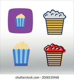 conjunto de icono de Popcorn, línea aislada o logotipo símbolo de signo aislado vector, contorno y estilo de trazo Colección de ilustración vectorial de alta calidad,