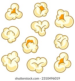 Set of popcorn. Image of snack food in cartoon style.