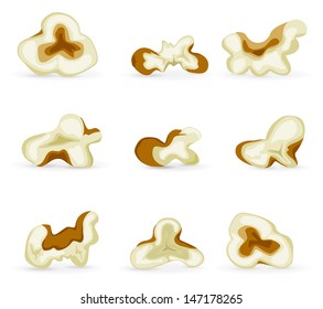 Set of popcorn isolated on white background, illustration.