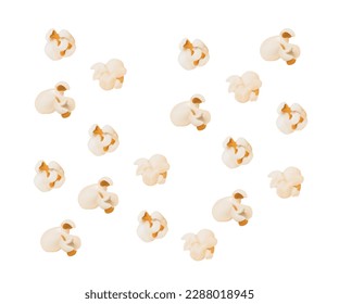 Set of popcorn, isolated on white. Drawn vector illustration, realistic popcorn background for cinema, movie, film, food, theater,.. design.