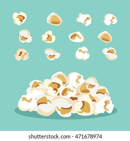 Set Of Popcorn Vector Flat  Design