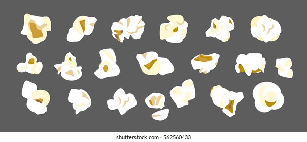 Set of popcorn . Vector. Tasty pop corn of various interesting forms. 