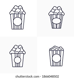 Set of Popcorn for watch Movie icon logo vector, Creative Movie logo concept, Icon symbol, Illustration