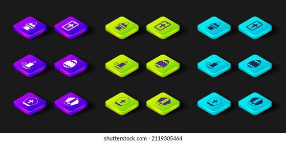 Set Pope hat, Burning candle in candlestick, Easter egg, Christian cross on phone and Church pastor preaching icon. Vector