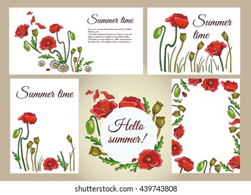 Set of poppies vector templates