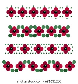 Set of  poppy patterns - vector illustration