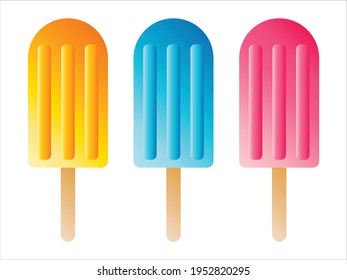 Set of Popsicle Ice Cream isolated on a white background. EPS 10 vector illustration.