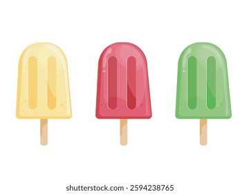 Set of popsicle ice creams isolated 