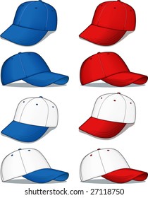 a set of popular baseball cap colors - Vector illustrations