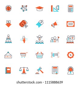 set of popular business or finance icon, with simple thin line and editable stroke, use for web and presentation pictogram asset , website, marketing, ecommerce, startup, outline, organization, retro