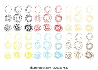 set of popular circle grunge isolated on white background