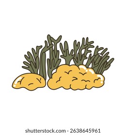 Set of popular cute coral and reef different variant cartoon, icon