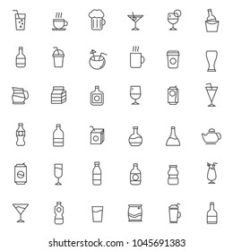 set of popular drink line thin icon with modern ans simple style use for bacground or pictogram element, editable stroke.