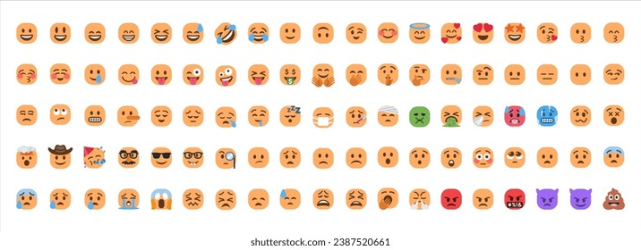 beliebte Emoji-Gesichtsset für soziales Netzwerk - Emojis in verschiedenen Stilen - Emoticon-Kollektion - süße Smiley-Emoticons