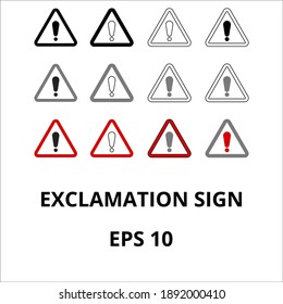 Set of popular Exclamation Sign isolated vector icon. Stop and Attention Sing. Be careful and be slow. Stay safe