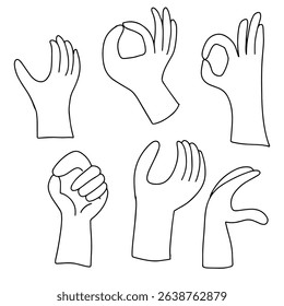 Set of popular hand pose different style. poses hand, 