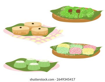 Set of popular indonesian local snack food, list of traditional snacks indonesia