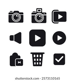 Set of popular logo icons. Modern flat icon.