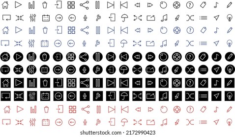  set popular social icons ,media icons. Vector illustration. Transparent icons. Music icons collection