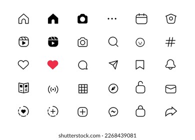 Set of popular social media icons. Set of modern, simple signs for website design, mobile app, or UI design. Vector Illustration, isolated on white background