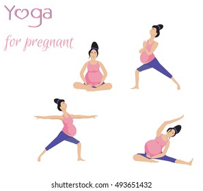 Set of  popular yoga poses for pregnant women made in vector