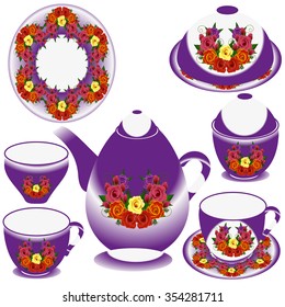 A set of porcelain tableware.