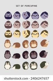 a set of porcupine vector character expression