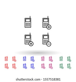 Set of portable radio multi color icon. Simple thin line, outline vector of phone icons for ui and ux, website or mobile application