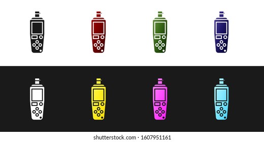 Set Portable sensor icon isolated on black and white background.  Vector Illustration