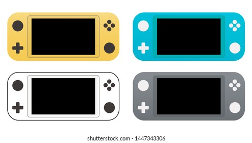 Set of portable video game Console, handheld gadget for Video Gaming. Vector icons for design, apps and web